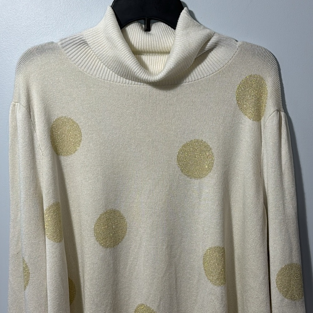 NWT Retrology Cream with Gold Polka Dots Turtleneck Sweater in Size 2X - Picture 3 of 10